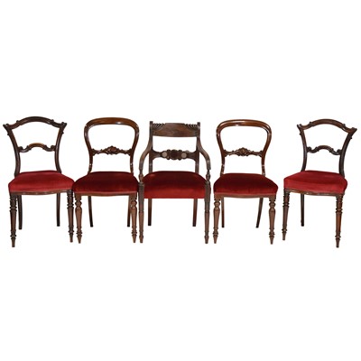 Lot 454 - Two pairs of Victorian chairs and one carver