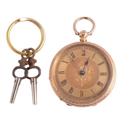 Lot 333 - A yellow metal open face small pocket watch.
