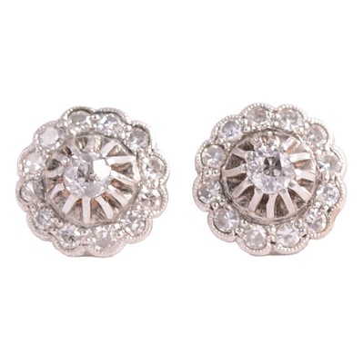 Lot 177 - A pair of diamond cluster earstuds.