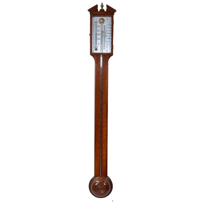 Lot 416 - Reproduction George III style mahogany stick barometer