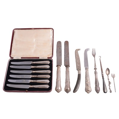 Lot 170 - One box of silver and white metal flatware.