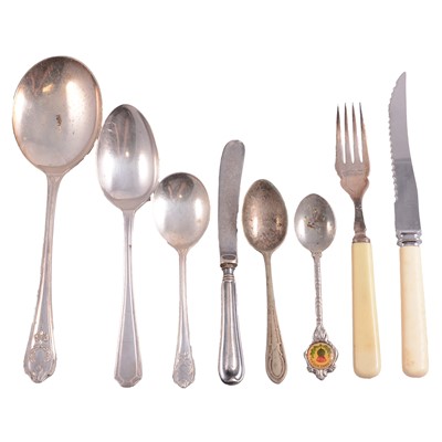 Lot 108 - Two boxes of silver-plated and stainless steel cutlery.