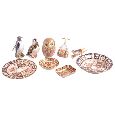 Lot 20 - Three Royal Crown Derby paperweights, and other decorative Imari wares