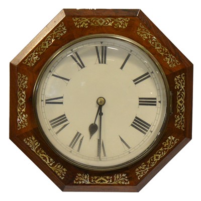 Lot 336 - American type mother-of-pearl inlaid rosewood wall clock