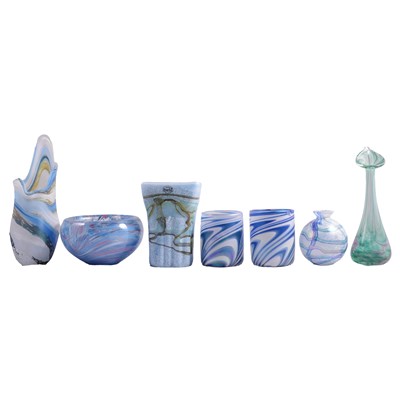 Lot 23 - Seven pieces of Studio glass, some with iridescence