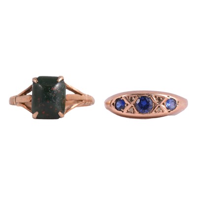 Lot 247 - Two gold gemset rings.