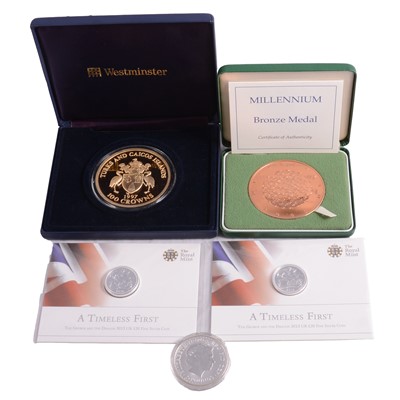 Lot 150 - Collection of silver and other commemorative coins, and stamps.