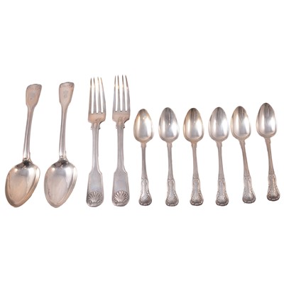 Lot 248 - Part suite of Fiddle and Thread pattern silver cutlery