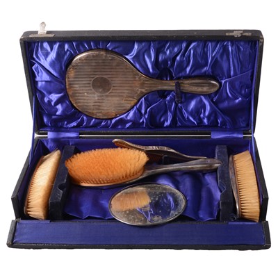 Lot 242 - Silver-backed part dressing table set, S Blanckensee & Son Ltd.