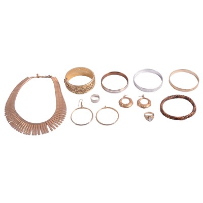 Lot 554 - A collection of rolled gold, silver, white metal, and costume jewellery, and wristwatches.