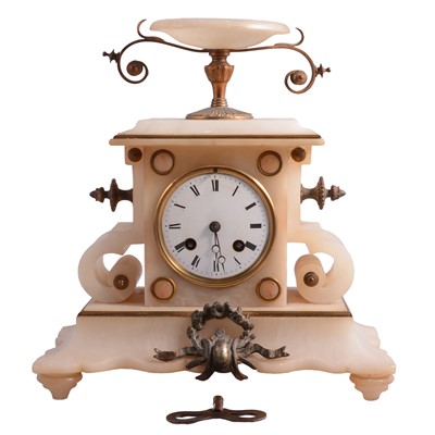 Lot 173 - French onyx and gilt metal mantel clock, G. Rey Jnr.