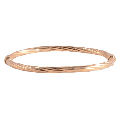 Lot 299 - A UNOAERRE modern 9 carat yellow gold half hinged bangle.