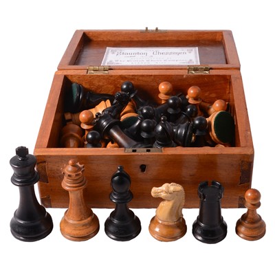 Lot 201 - Late 19th century Staunton chess set, British Chess Company