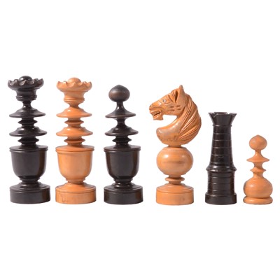 Lot 209 - French Fierce Knight chess set, early 1900s, with board box