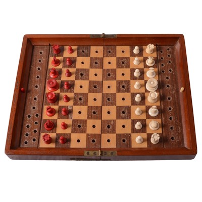 Lot 203 - A late 19th century Jaques 'In Statue Quo' travel chess set and board