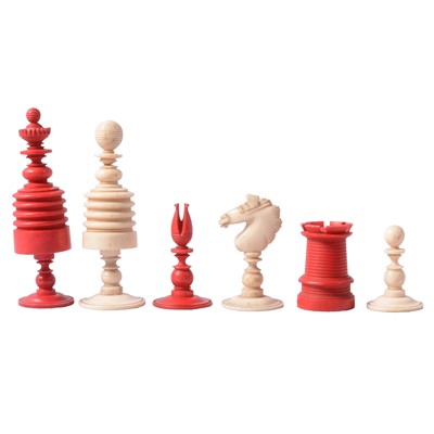 Lot 202 - Two Jaques chess sets, Barleycorn style