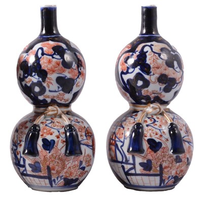 Lot 21 - Pair of Imari double-gourd vases