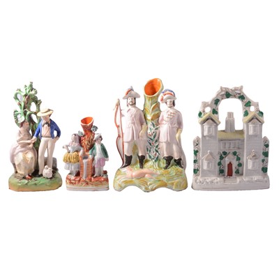 Lot 20 - Five large Staffordshire flat back groups.