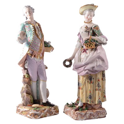 Lot 17 - Pair of continental figures of a Georgian gentleman and lady