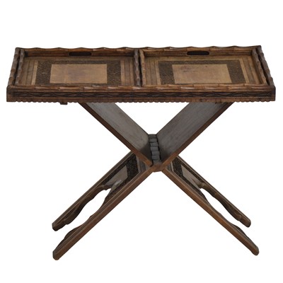 Lot 338 - Indian carved hardwood butlery tray table