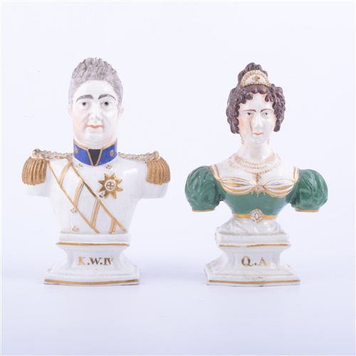 Lot 61 - Pair of Staffordshire portrait busts, William...
