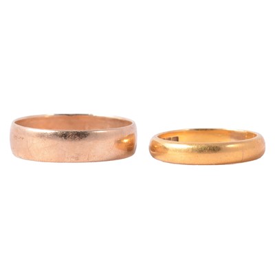 Lot 159 - Two gold wedding bands, 22 carat and 9 carat.