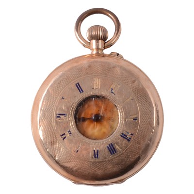 Lot 372 - A yellow metal demi-hunter pocket watch.