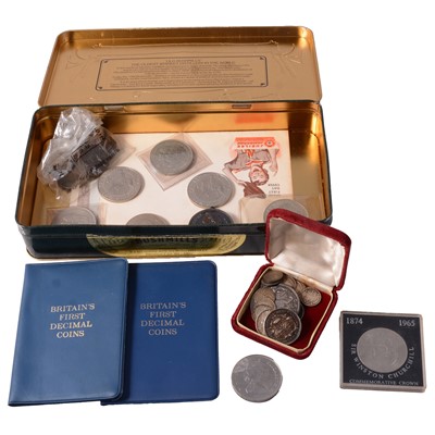 Lot 171 - Collection of coins and banknotes, some silver content.
