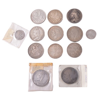 Lot 187 - A collection of coins, William III and later, all silver content.