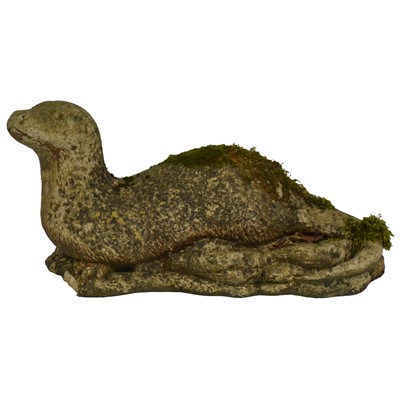Lot 399 - Cast concrete garden statue of an otter