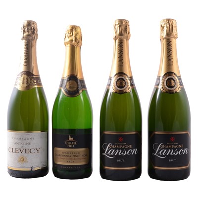 Lot 50 - Three bottles of NV Champagne, and an English sparkling wine