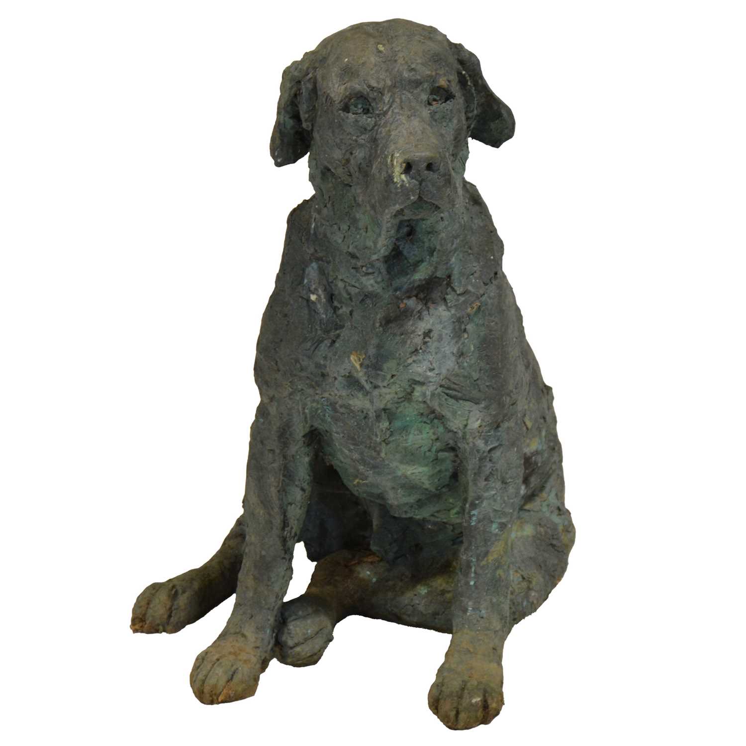 418 - Rosemary Cook; large resin bronze garden statue of a labrador,
