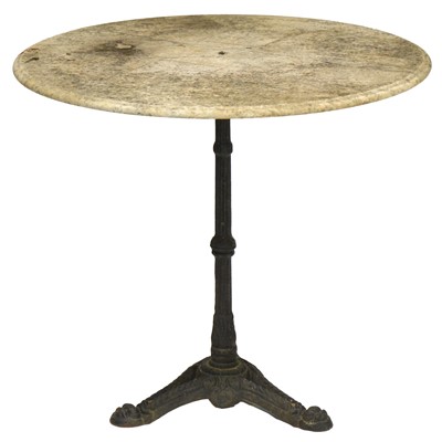 Lot 402 - Cast iron garden table with circular marble top