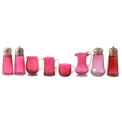 Lot 39 - Small collection of cranberry glasswares.