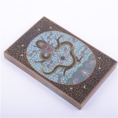 Lot 77 - Chinese bronze and cloisonne rectangular...