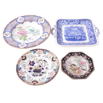 Lot 44 - Masons blue and white transfer sandwich plate, and other decorative plates