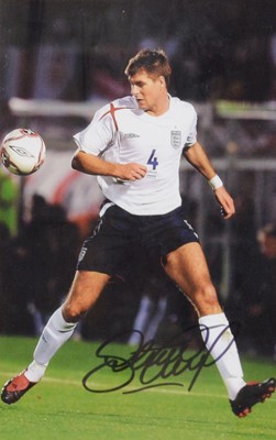 Lot 133 - Five signed football photographs - Gordon Banks, Geoff Hurst, and Steven Gerrard