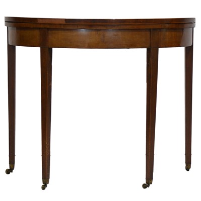 Lot 410 - Georgian mahogany demi-lune card table