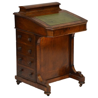 Lot 381 - Victorian inlaid walnut davenport
