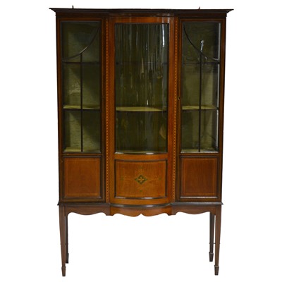 Lot 335 - Edwardian inlaid mahogany bow-front display cabinet
