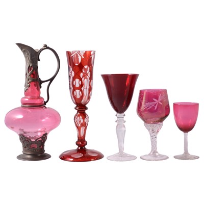 Lot 46 - Small quantity of cranberry glassware