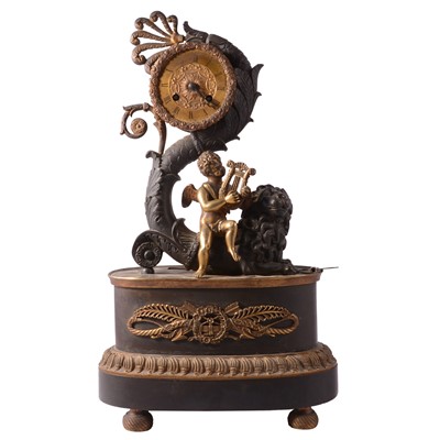 Lot 71 - French bronze cased mantel clock, 19th century
