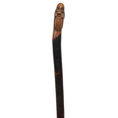 Lot 123 - Japanese walking stick with carved head handle