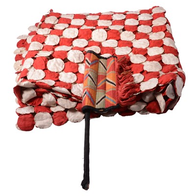 Lot 132 - American Yo-Yo patchwork quilt and a Native American flag