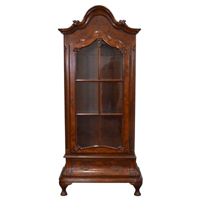 Lot 405 - Reproduction burr walnut display cabinet, Dutch style