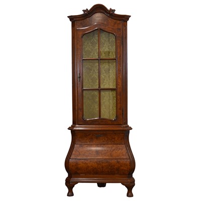Lot 406 - Reproduction burr walnut corner cabinet, Dutch style