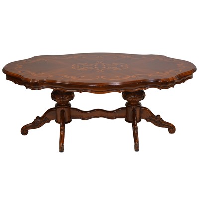 Lot 394 - Modern parquetry coffee table and associated occasional table
