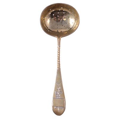 Lot 196 - Imperial Russian gilt white metal sifter spoon.