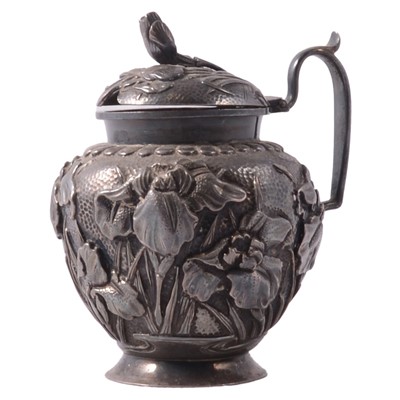 Lot 213 - Japanese silver condiment pot, by Konoike, Meiji period