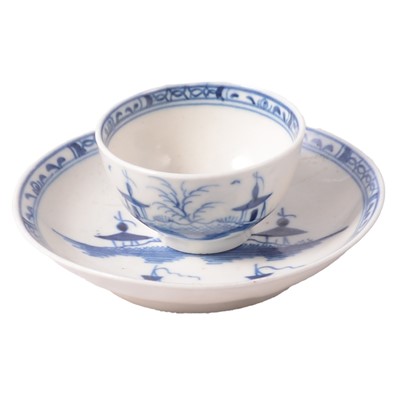 Lot 7A - Caughley porcelain 18th century 'toy' tea bowl and saucer, Island pattern